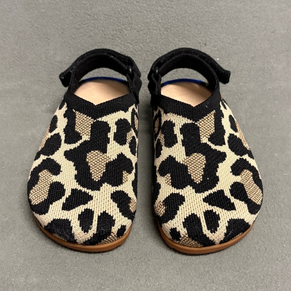 Rothy's The Kids Loafer Kids 10 Leopard Print Brown Excellent Knit Slip On